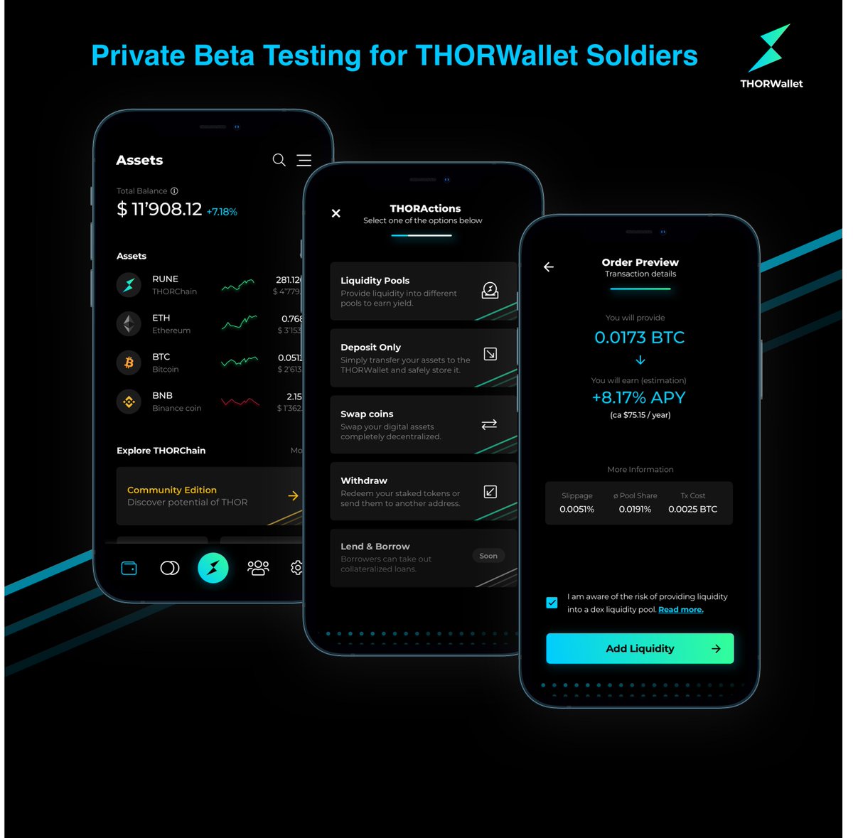 Thorwallet's tweet photo. 📢Opening iOS Private Beta Testing for THORWallet Soldiers

1⃣ Set your soldier as profile picture
2⃣ Reshare this post
3⃣ Fill out this form: https://t.co/toRelqNpIv
4⃣ Optional: follow every Soldier you encounter ;)

Currently for iOS only. Android will follow later this year. https://t.co/3dFU72Vuwl