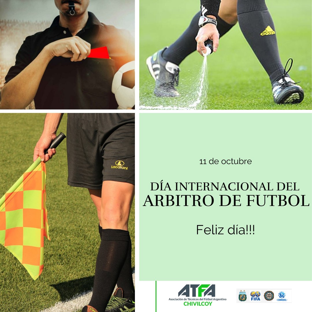 atfachivilcoy's tweet photo. 🗓️11 de octubre, Día Internacional del Árbitro de Fútbol.

⚽Desde @atfachivilcoy saludamos a todos ellos en su día.

#atfa #atfachivilcoy #fútbol #directortecnico #directortecnicofutbol #capacitacion 
#AFA #FIFA #arbitrodefutbol #díadelárbitro #11deoctubre https://t.co/A4SUgW6yPd