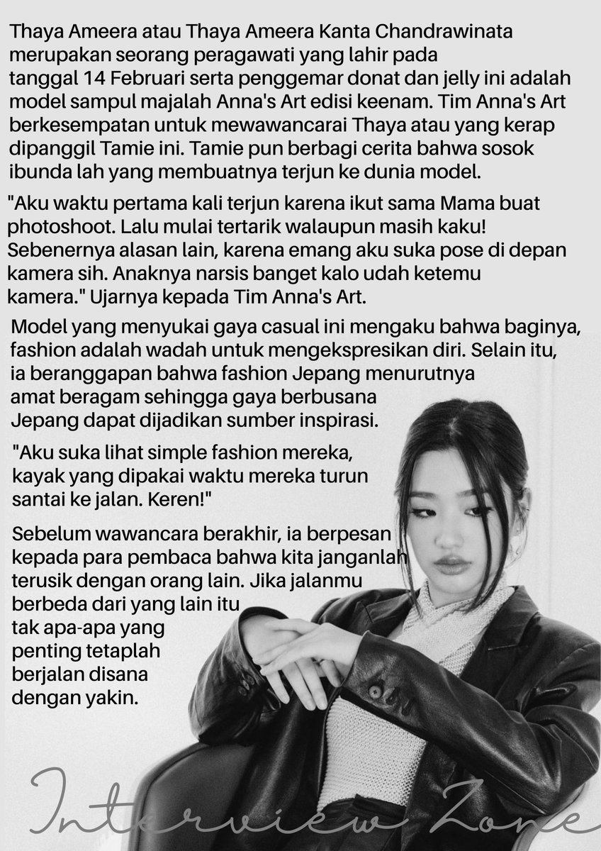 annaesarteu's tweet photo. ㅤㅤㅤ
INTERVIEW ZONE:

Get to know Thaya Ameera better
ㅤㅤ https://t.co/ZpkNxt1GlR