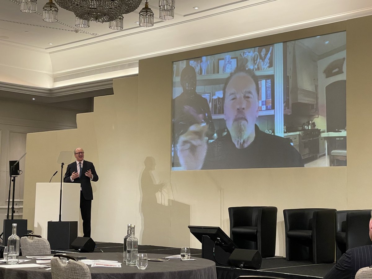 Back in the “Great Republic” (as Churchill called it) after our 38th International Churchill conference in London. My friend Randolph Churchill and the “History Guy” Dan Snow had a splendid conversation with the Terminator (also a Churchill fan.)