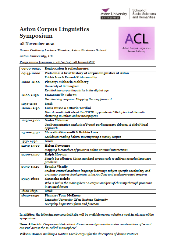 Aston Corpus Linguistics Research Group tweet media