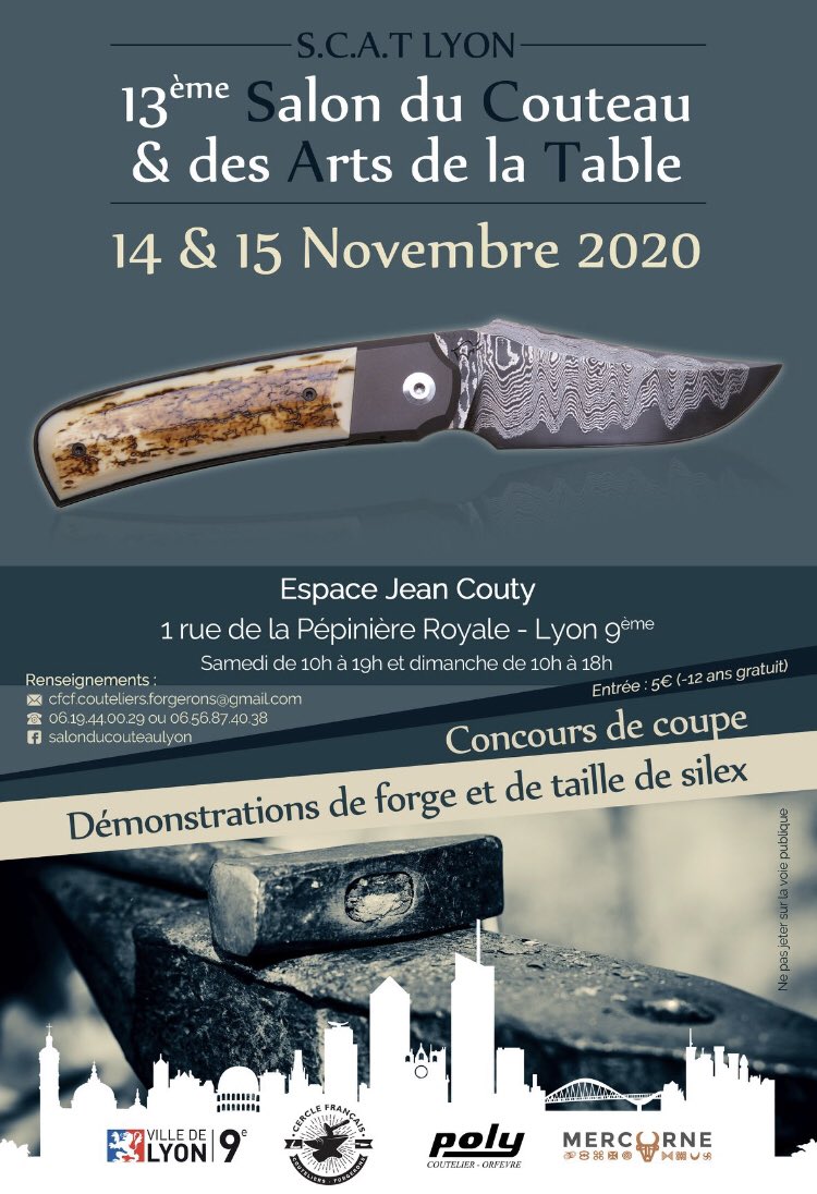 orianneSP's tweet photo. A vos agendas !
Les 6 &amp; 7 novembre rendez-vous au Salon du Couteau et des Arts de la Table de Lyon !
70 exposants, couteliers d’arts, forgerons..
Démonstrations de forge, de taille de silex !
A découvrir ou redécouvrir ! https://t.co/agCP4joJHQ
