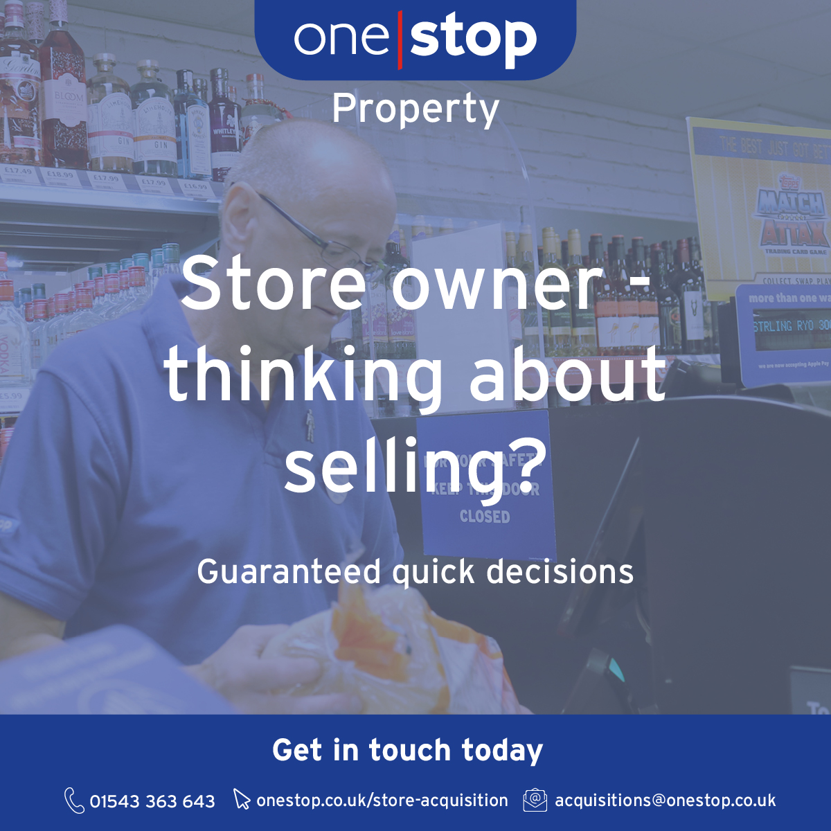 Are you a store owner looking to sell?
So, how do you maximise the return for the massive investment you’ve made in time, money and energy?
Well, we could hold the answer. Afterall, we're retailers just like you. 
To see what we can offer, visit onestop.co.uk/store-acquisit…