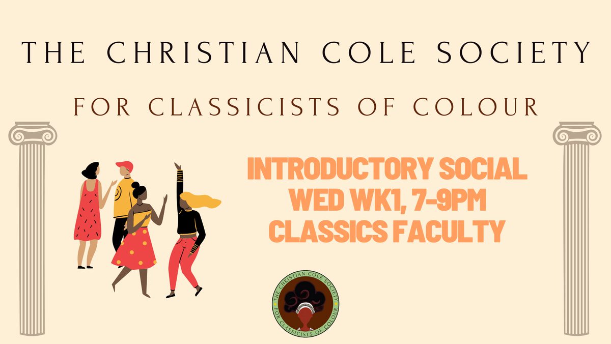 WELCOME BACK! It's a new term and we're kicking off with an in person social! If you're an Oxford/Brookes student of colour in with an interest in Classics, come along to our introductory social for free food and to meet new people! 

Sign up here: forms.gle/c3bTwbT9jPKnLc…