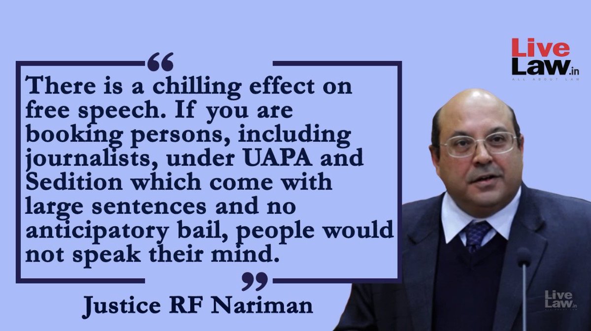 Governments will come and go, It is not the government's business to start amending or repealing laws. It is important that the court use its power to strike down Section 124A and the offending provisions of #UAPA to ensure that the citizens can breathe more freely:JusticeNariman