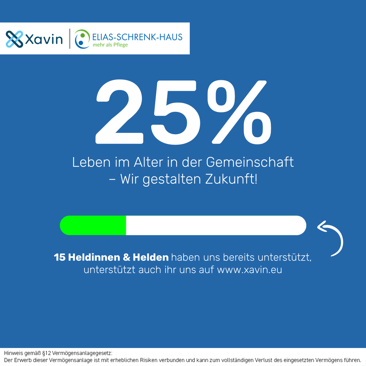 XavinCrowd's tweet photo. Konfettikanone abfeuern! 🥳 Mehr als 25% sind erreicht! 15 Helden*innen haben die neuen #Begegnungsmöglichkeiten des Elias-Schrenk-Hauses bisher schon unterstützt.
Investiert jetzt und sichert euch noch den Bonuszins!
𝗝𝗲𝘁𝘇𝘁 𝗺𝗶𝘁𝗺𝗮𝗰𝗵𝗲𝗻: https://t.co/M0pCIRU6c8

#danke https://t.co/aT3WmjAY2K