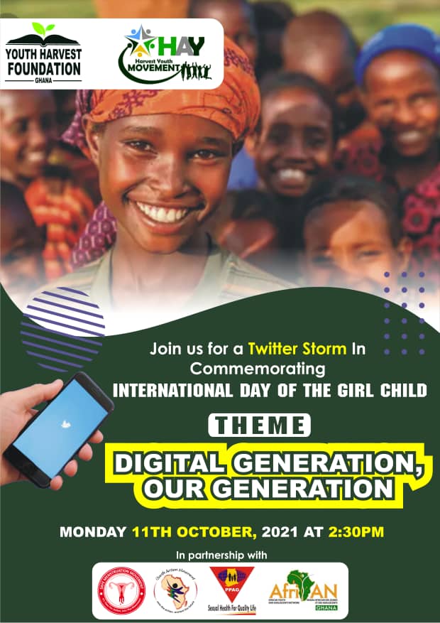 HayMovement's tweet photo. Join us later today for #DayoftheGirl @YouthHarvestFGH @PPAGGhana @YAMghana @AkumbuskoP @MissAkanlobe @albertnyaaba13 @AbigailAdumolga @khadiosy @PriscillaNyaab1 @Ayabamillicent1 @AfriYAN_Gh 
#GirlsNotBrides
#DigitalGenerationOurGeneration https://t.co/GSk5mZ4mlV