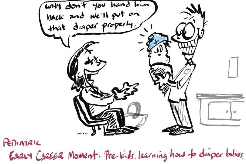 #Pediatric #developmentalmilestone: Learning how to diaper. Some of my best #teachers? My patients’ #moms. Pass the humblepie