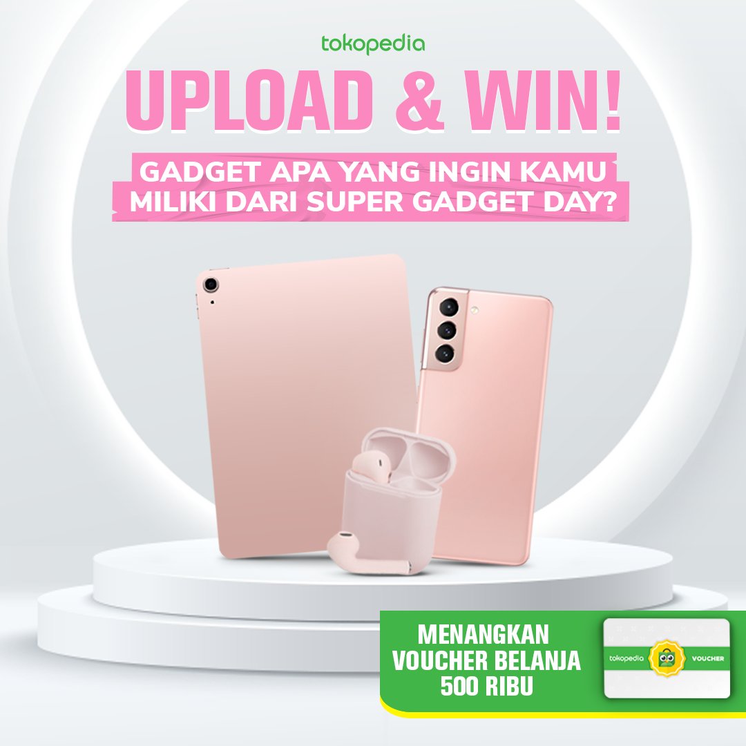 tokopedia's tweet photo. 🔥 UPLOAD &amp; WUJUDKAN GADGET IMPIANMU 🔥

Cara ikutannya gampang banget:

1. FOLLOW @tokopedia  
2. RT &amp; LIKE tweet ini
3. WAJIB KLIK link ini➡️➡️ https://t.co/WywjH7Stiz
4. SCREENSHOT Gadget yang ingin kamu miliki
(harus dari dalam link di poin 3)
5. [lanjut]⬇️ https://t.co/450qmC5w3Y