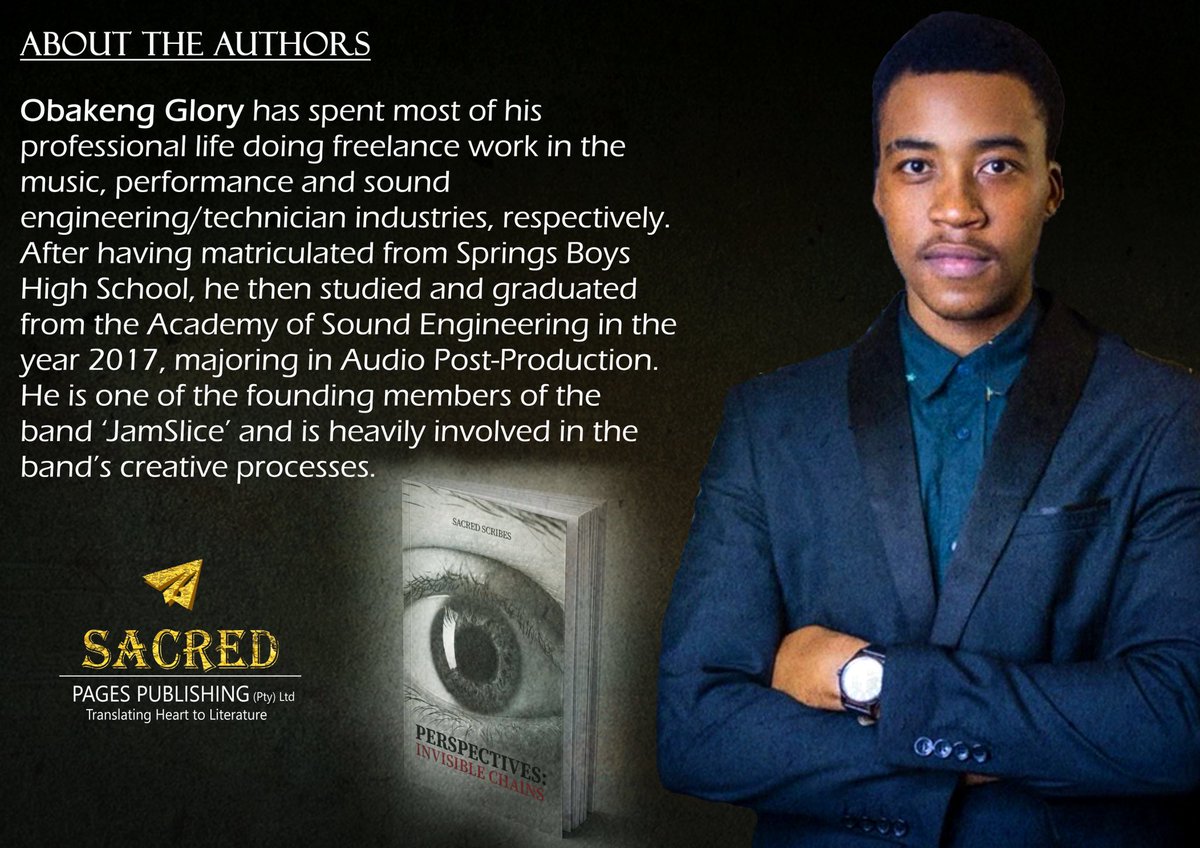 sacred_pages's tweet photo. Meet Obakeng Glory

PERSPECTIVES: INVISIBLE CHAINS | R200 | ✉️: info@sacredpages.co.za

Banking details: 
SACRED PAGES PUBLISHING
Bank FNB/RMB
Account number 62815931656
Branch code 250655
Reference: Full names, Perspectives

#InvisibleChains 📚 #SacredScribes ✍🏽 https://t.co/HQwKgXw5AT