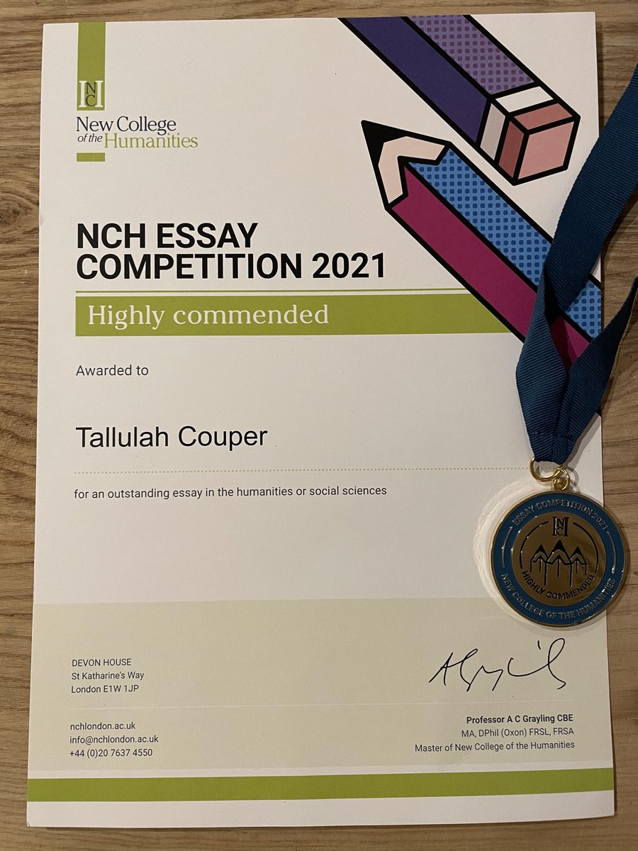 TCSSixthform's tweet photo. Congratulations go to Year 13 student Tallulah Couper whose essay was Highly Commended in the New College of The Humanities competition.
https://t.co/UFksOedzIW

#prepareaspiresucceed #characterHQ #cottesloecharacter #TCS #secondaryschool #Bucks #Wing #sixthform #6thform https://t.co/KGwbKMzJqi
