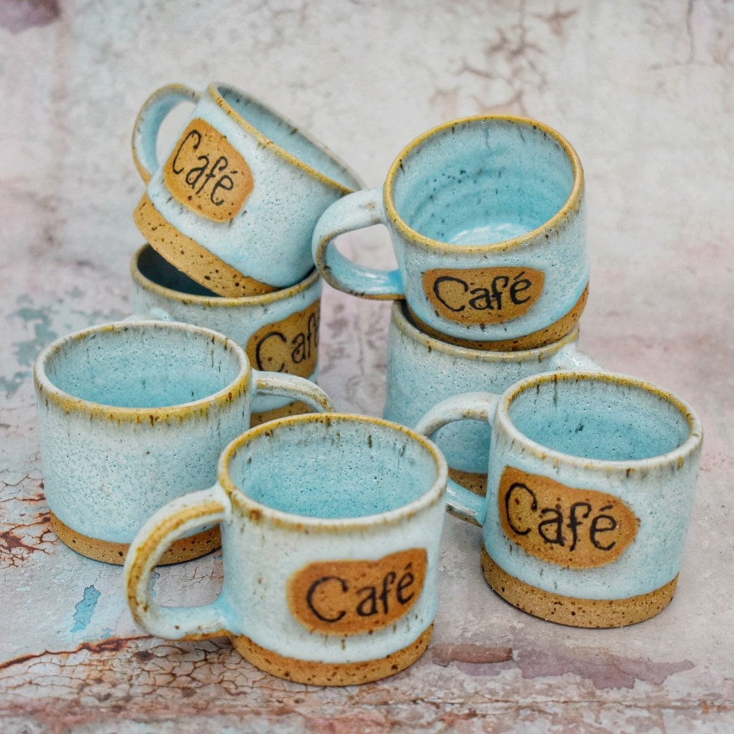 I'm so excited to share the latest addition to my #etsy shop, Blue Espresso Mug, wheel thrown with love #rusticpottery #potsaboutpottery #etsyselleruk #bluepottery #bluemug #coffeecup #handmademug #handmadeceramics #espresso #coffee #cafe #stonewaremug #potterymug #<3