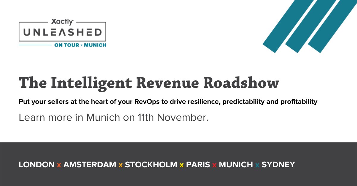 EdhemJahic's tweet photo. It's time for a different revenue story. An Intelligent Revenue story. Join us at Unleashed on Tour, The Intelligent Revenue Roadshow, coming to Munich on November 11. Save your seat today! #Xactly https://t.co/q4jt8Qv7xd https://t.co/SKpjP5Zkl6