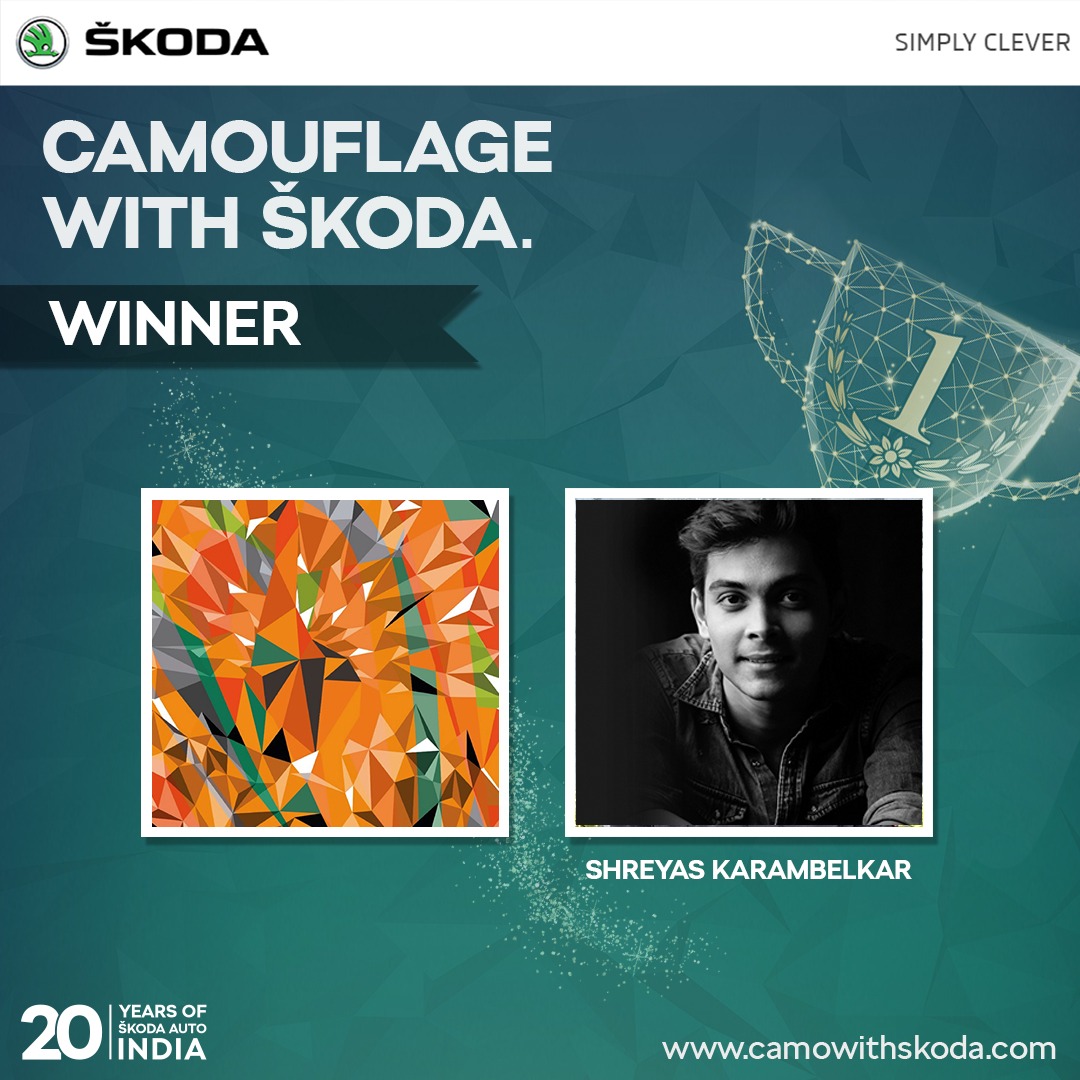 SkodaIndia_PR's tweet photo. Here are the results of the #CamoWithSKODA design content. We congratulate Shreyas Karambelkar for winning the contest. Cheers to Ben Stewart and other shortlisted winners. https://t.co/RrNaU5RiHG