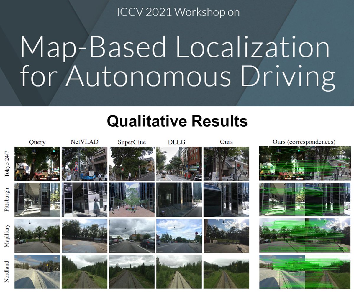 Michael Milford, FTSE π€πππ§ ππ£οΈ (@maththrills) on Twitter photo I'm talking in just over 3 hours at the #ICCV2021
Workshop on Map-Based Localization for Autonomous Driving.
Organizers: <a href="/NiclasZeller/">Niclas Zeller</a> <a href="/DanielCremers/">Daniel Cremers</a> <a href="/PatrickWenzelML/">Patrick Wenzel</a> & Nan Yang
Live stream: youtu.be/p00-KOInGmc
<a href="/QUTRobotics/">QUTRobotics</a>
#AutonomousVehicles #robotics #positioning I'm talking in just over 3 hours at the #ICCV2021
Workshop on Map-Based Localization for Autonomous Driving.
Organizers: <a href="/NiclasZeller/">Niclas Zeller</a> <a href="/DanielCremers/">Daniel Cremers</a> <a href="/PatrickWenzelML/">Patrick Wenzel</a> & Nan Yang
Live stream: youtu.be/p00-KOInGmc
<a href="/QUTRobotics/">QUTRobotics</a>
#AutonomousVehicles #robotics #positioning