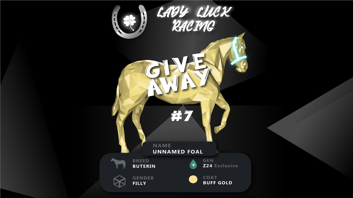 Giveaway Time! Open to all, but xtra benefit to @zedheads_nft holders.

1st 3 drawn win ticket in upcoming U/U Z9 Gen raffle.

1/ Like
2/ Retweet
3/ Follow us and @zedheads_nft 

PLUS! 1st drawn with @zedheads_nft as their profile pic wins horse below. Must have Zedhead in wallet
