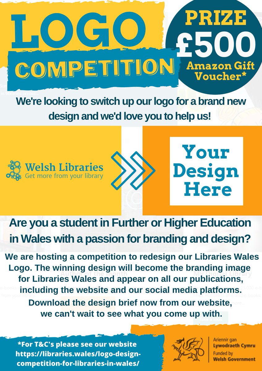 Calling HE Students in Wales! You are invited to create a new logo for the Libraries Wales brand reflecting the vital role libraries play in our communities. £500 Amazon voucher for the winning design - visit our website for further information ⬇️
libraries.wales/logo-design-co