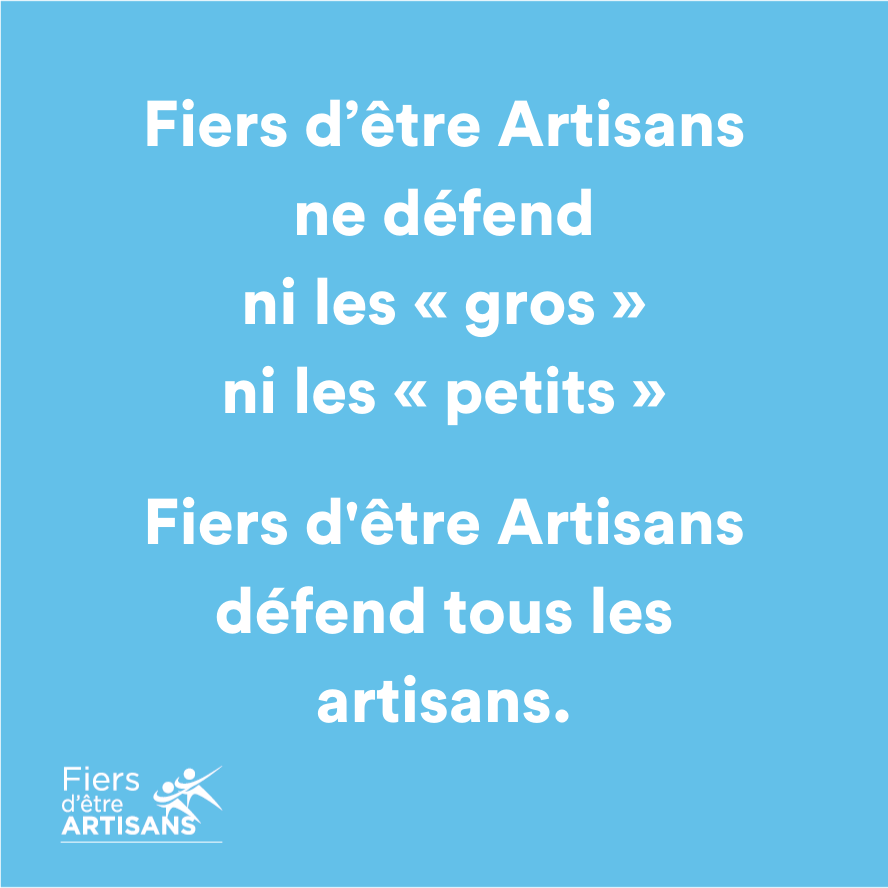 Soutenue par des organisations professionnelles représentatives, <a href="/FiersArtisans/">Fiers d’Être Artisans</a> rassemble également des organisations locales et des #artisans qui ont rejoint ses listes volontairement et à titre individuel.

Vous êtes #essentiels, ensemble, gagnons les #ÉlectionsCMA !