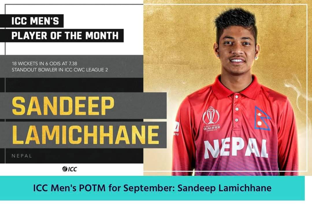 Congratulations <a href="/Sandeep25/">Sandeep Lamichhane</a> for being ICC Men's Player of the Month for September 2021.