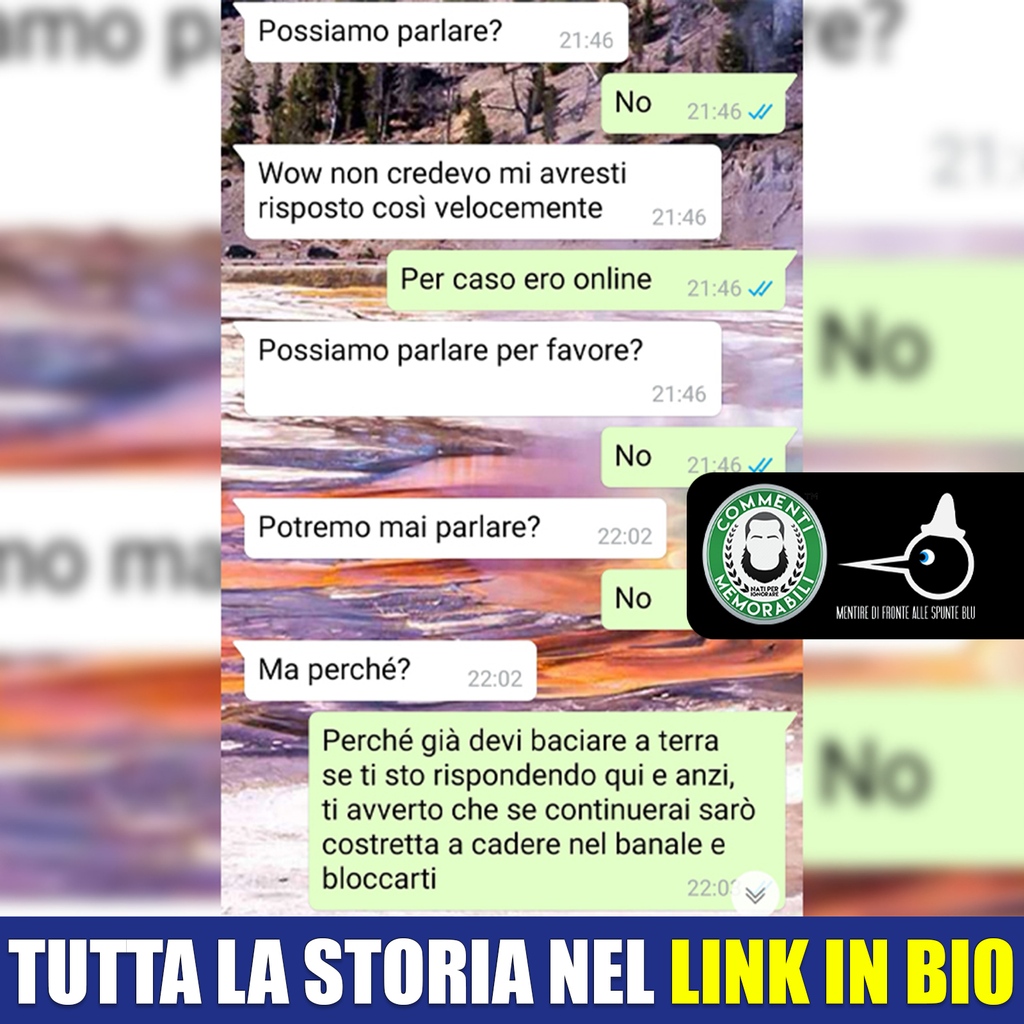 CM_Memorabili's tweet photo. [SPUNTEBLU MEMORABILI] Se ti piace, dillo. O forse meglio di no.

Leggete la storia completa nel LINK IN BIO 😜
https://t.co/gGHXRFEMJe

#commentimemorabili #continuatevoi #linkinbio #11ottobre #11ott https://t.co/2Qsh4fCVSg