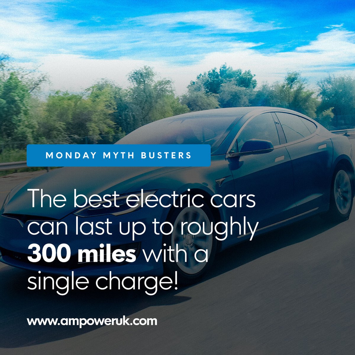 AmpowerUK's tweet photo. Did you know this #MondayMythBuster? ⤵️

It's a common misconception that an electric car's charge doesn't last long! 

Some of the best models can last up to 300 miles on a single charge  🔋

Get the Wallbox Pulsar Plus installed today from just £470!
https://t.co/ARbfGcVvkx https://t.co/P97ajF1S3N