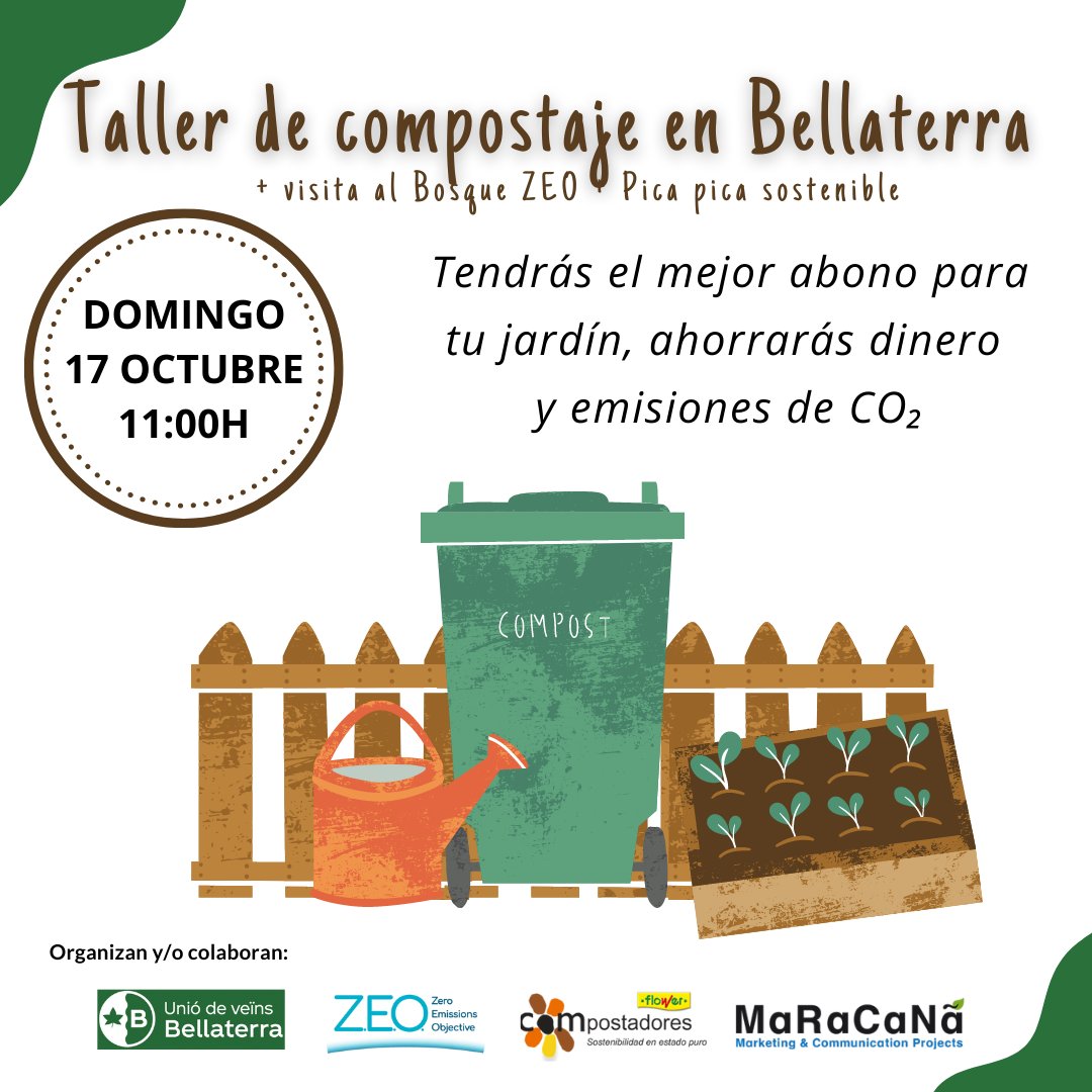 🏡🗑️ ¿Sabías que el #compostaje casero puede ayudar a reducir hasta un 80% la huella de carbono generada por los residuos?

🔝 Aprende a hacer compost casero con nuestro Taller de Compostaje de Bellaterra (#Barcelona). #TalleresAmbientales #huelladecarbono
(1/3)