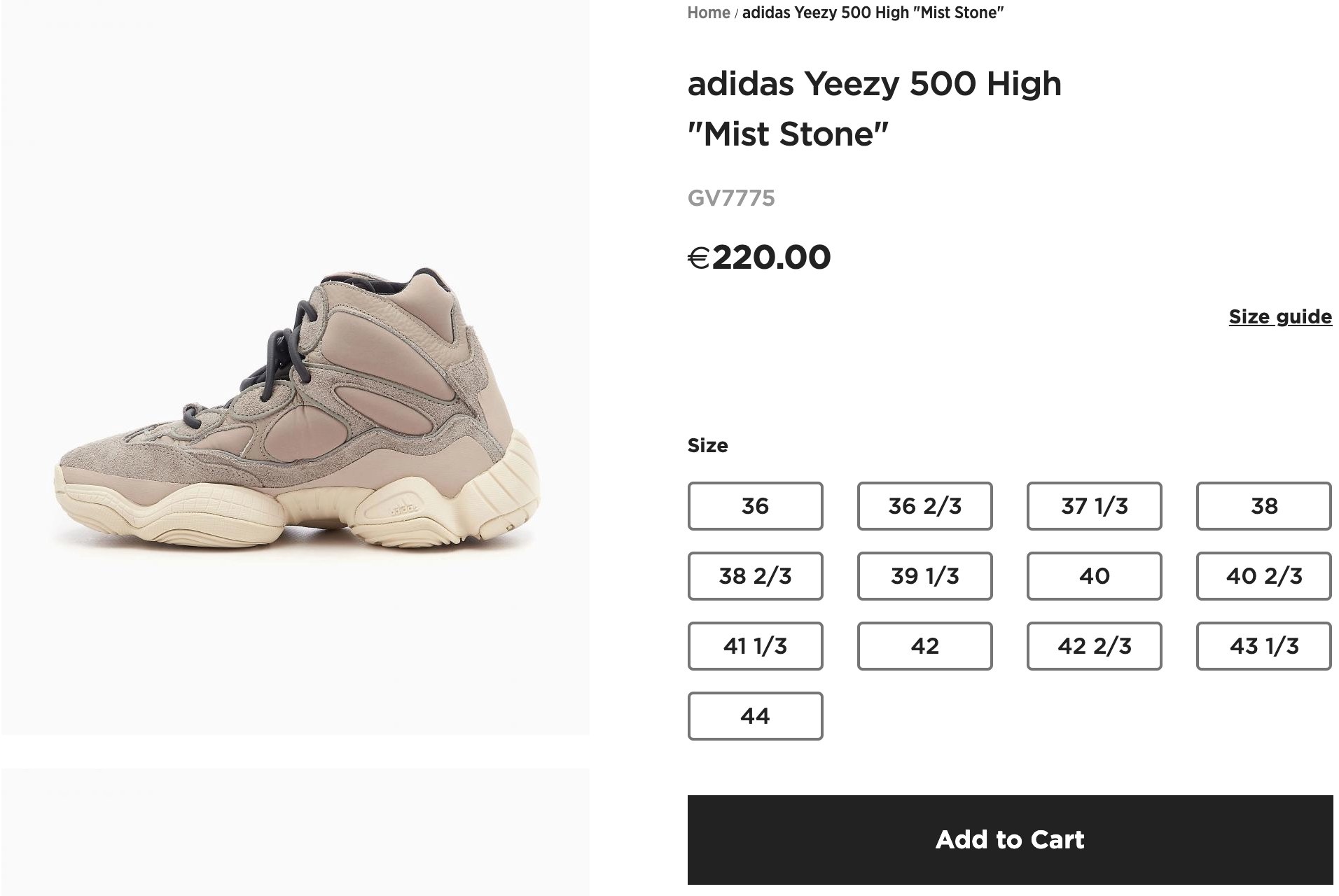 yeezy 500 high mist stone sizing