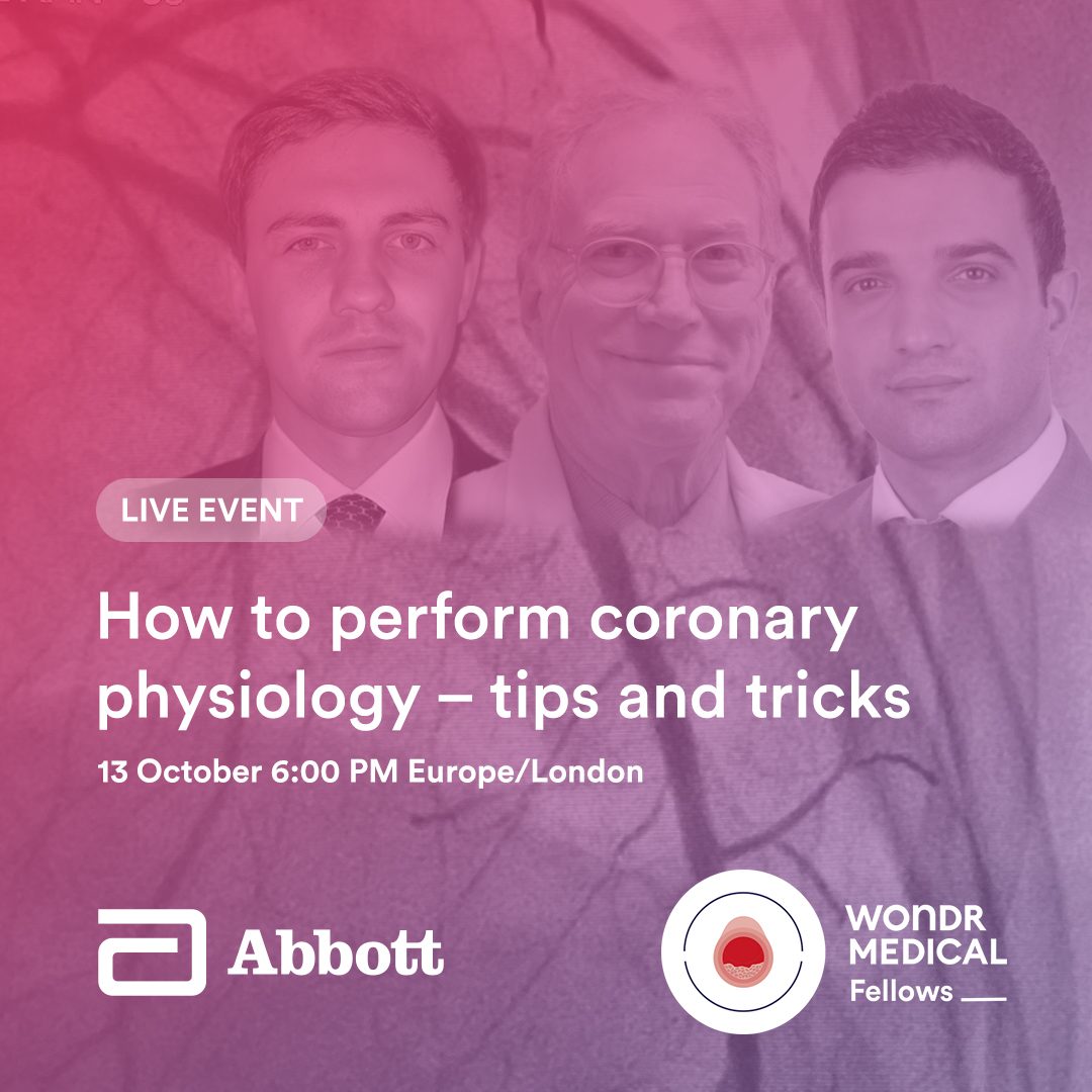 Wondr Medical (@wondrmedical) on Twitter photo Performing optimal physiology measurements is crucial to providing treatment of coronary artery disease.
Join our fellow trainersā program, featuring @drmortkern, <a href="/DrOzanDemir/">Ozan M. Demir</a>, &
<a href="/PawelGasiorMD/">Pawel Gasior</a> & learn to avoid common pitfalls in physiology assessment.
bit.ly/3DeTFHW Performing optimal physiology measurements is crucial to providing treatment of coronary artery disease.
Join our fellow trainersā program, featuring @drmortkern, <a href="/DrOzanDemir/">Ozan M. Demir</a>, &
<a href="/PawelGasiorMD/">Pawel Gasior</a> & learn to avoid common pitfalls in physiology assessment.
bit.ly/3DeTFHW