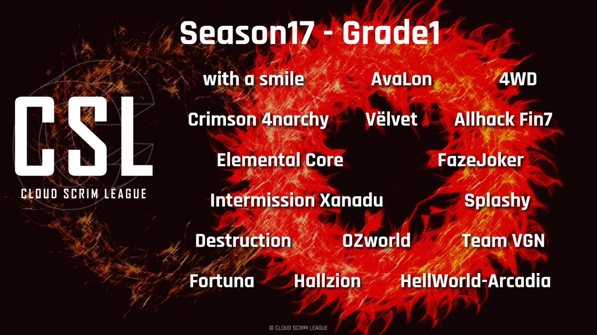 CSL_temp's tweet photo. 【CSL Season17 Roster】
10月13日(水)21時から始まる
Season17 Grade1・Grade2 のロースターが確定しました。
全32チームの内どのチームが勝ち上がるのか6日間に渡って行われる選手たちの熱い戦いをお楽しみに!
画像を使用される場合は #CSL をお忘れないようお願い致します!
#CSL
#PUBG_MOBILE https://t.co/ZlANXy11KP