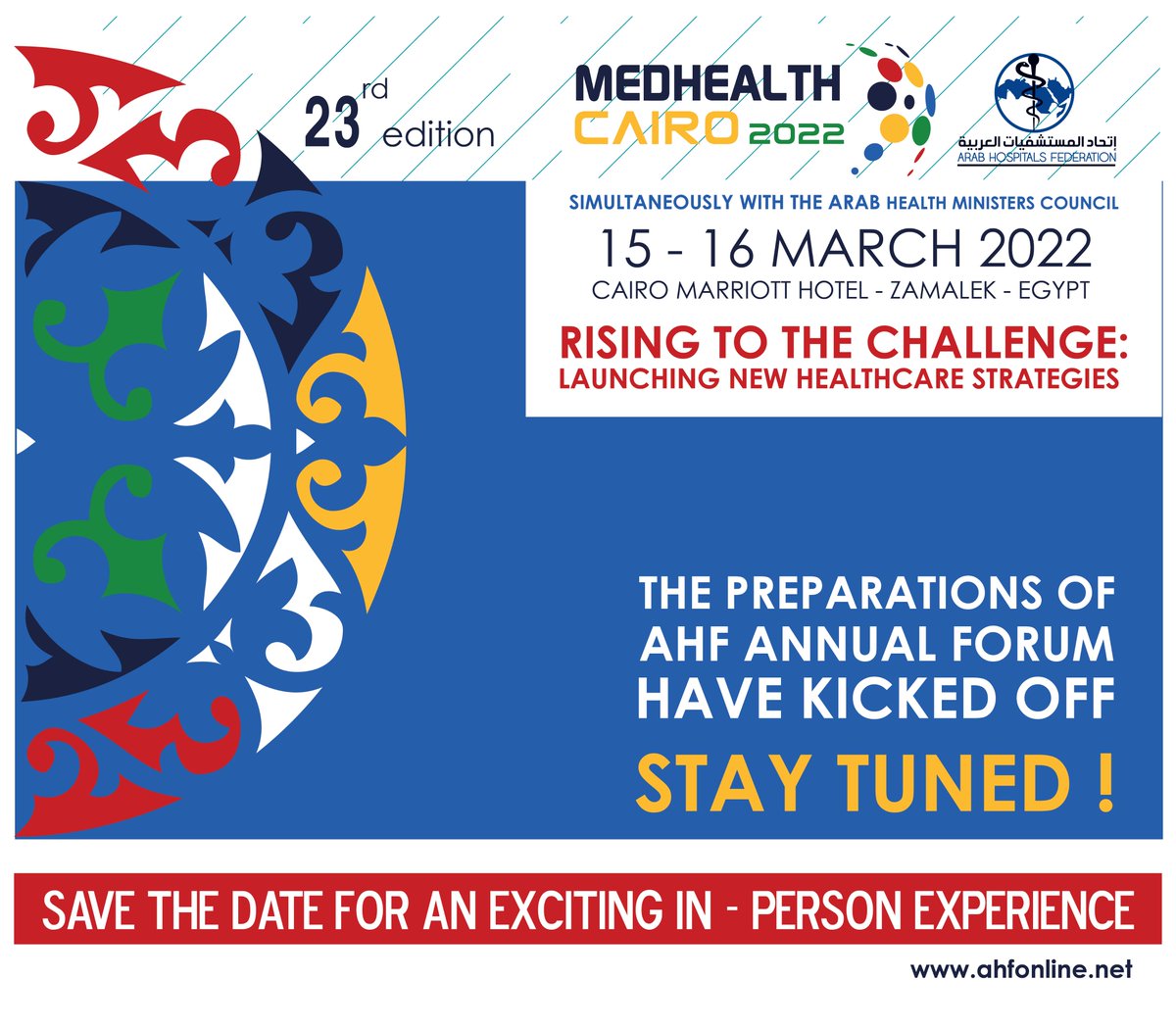 HospitalsArab's tweet photo. Preparations for AHF Annual Forum #Medhealth_Cairo
have Kicked off.
Stay Tuned... https://t.co/2MWz1kPvtq