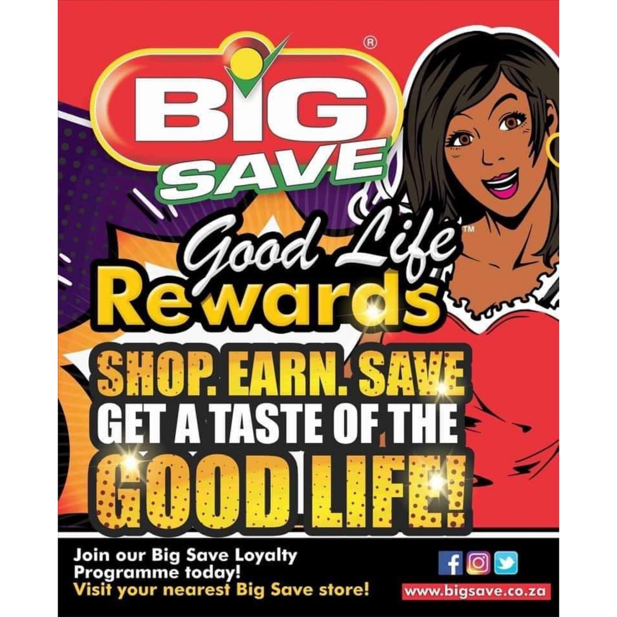 Get yourself one of our Good Life rewards cards

Earn points and save BIG!   Make your way to your nearest Big Save store and register to get yours. 

•👉Earn points 
•👉Save instantly on selected items

And so much more...

#points #savings #bigsavegoodlife #mabopane