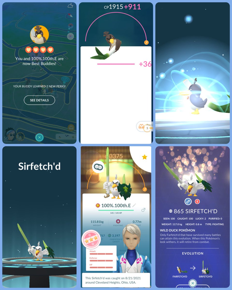 Patchkii's tweet image. For #Maxoutmondays i present my newest Best Buddy Pokémon, 100% Farfetch'd (Galar) ~ Sirfetch'd. 
This is also my 100th evolution for the Dex-entry. 🗡🦆🛡
#BuddySwap #ExcellentThrows #farfetch'd #PokemonGO