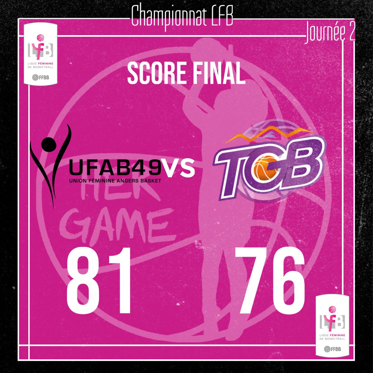 _hergame's tweet photo. #lfb #championnat 

JOURNÉE 2 

L’ @ufab49 décroche sa seconde victoire en championnat après prolongation face au @tgbbasket 

Bravo !!! 🔥🔥🔥

Deux actrices qui se sont démarquées pendant la rencontre : Iva Slonjsak et @___PistolPete1 https://t.co/n0nmAYDBFZ