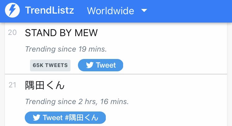 MSuppasitTrends's tweet photo. #20 WORLDWIDE 🌎 TRENDS! 

Shout out to all mewlions all around the world! Thank you for loving and supporting Mew!

STAND BY MEW #NoMoreApologies https://t.co/IcnNyrZBmG