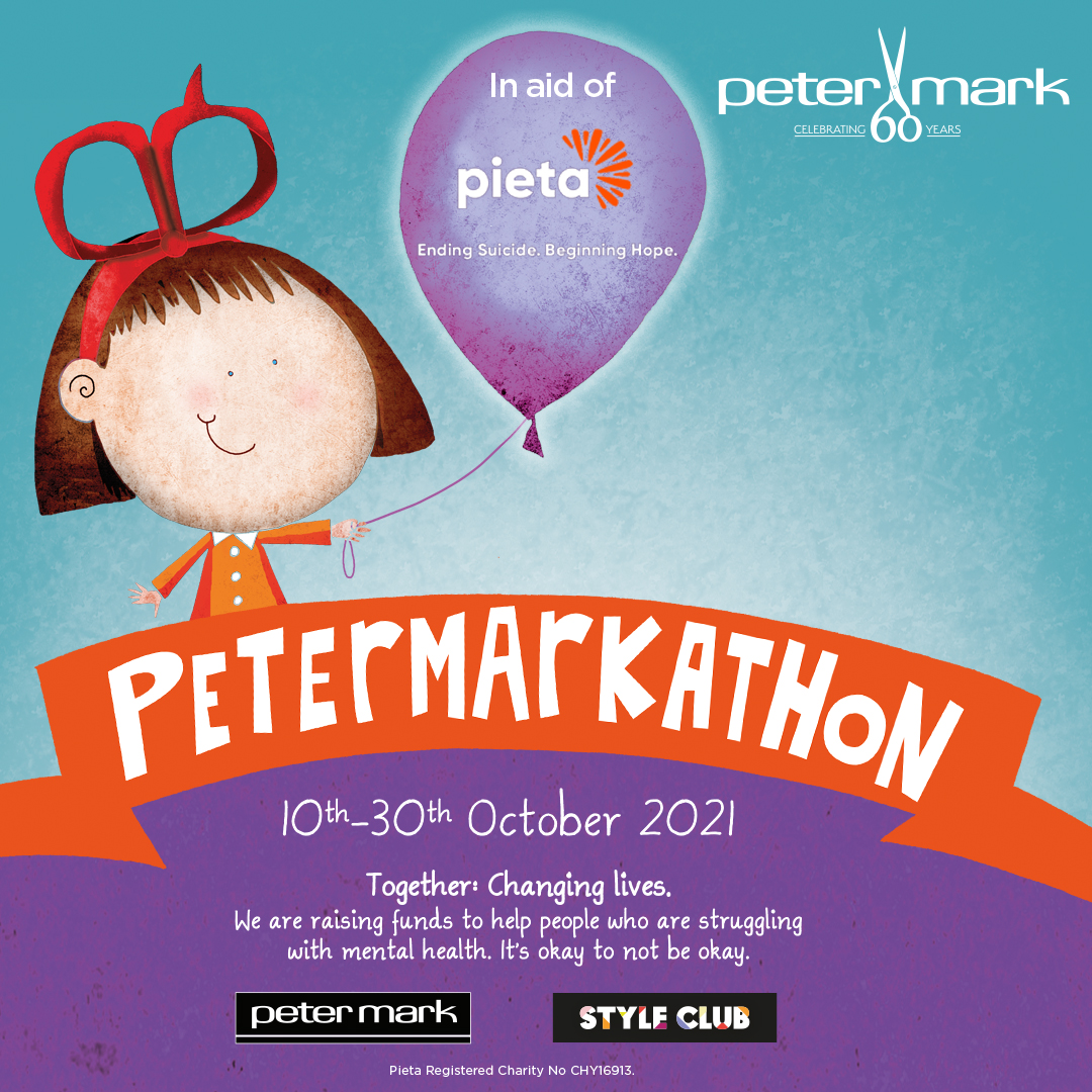 FrascatiCentre's tweet photo. Peter Mark are every excited to launch this year’s Petermarkathon which will will run until 30th Oct 2021. Peter Mark are uniting with @PietaHouse to help people who are struggling with mental health and are raising funds for education &amp; support services in the local community❤️ https://t.co/evIl01VfIl