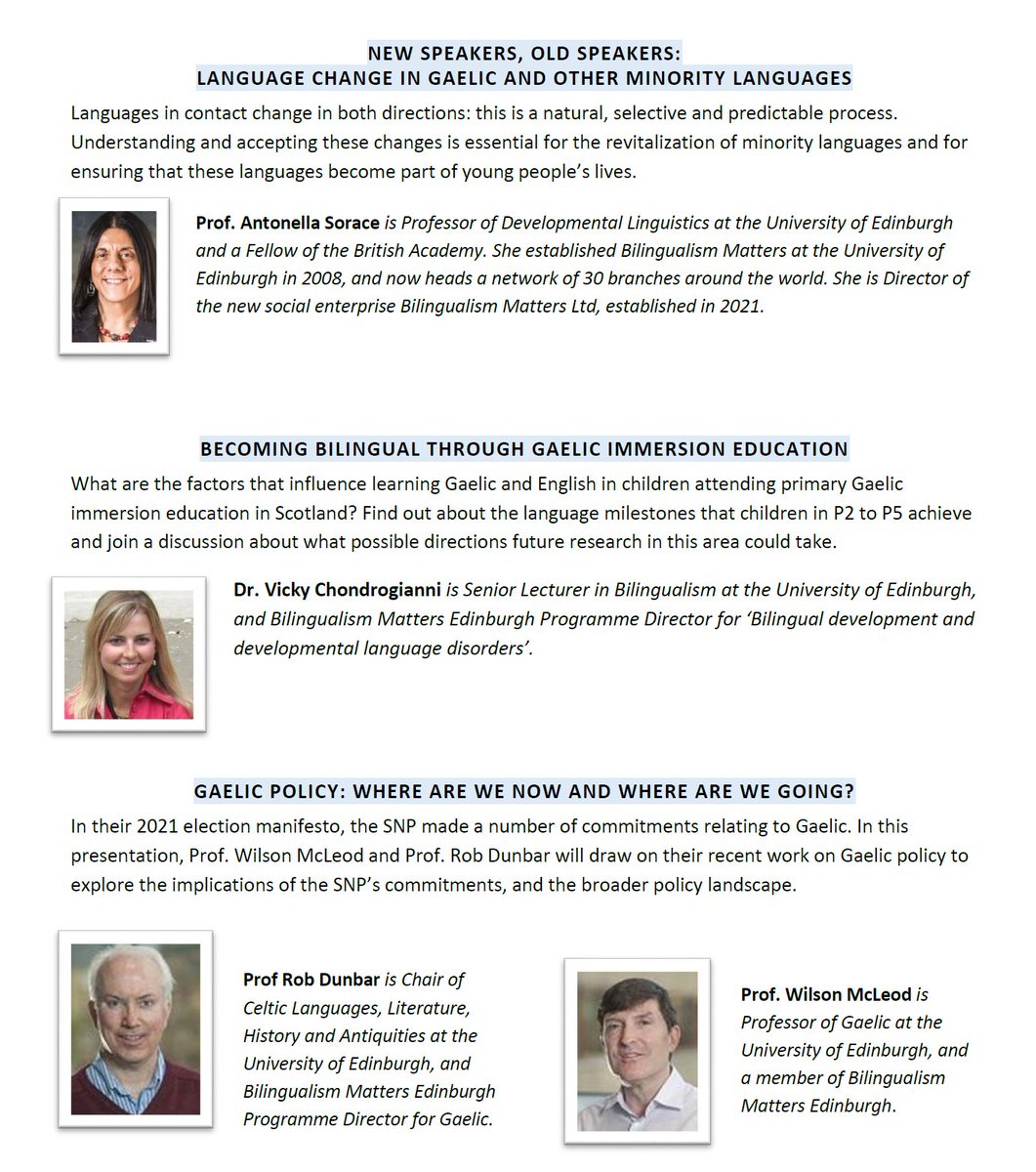 Don't miss these talks from members of Bilingualism Matters Edinburgh as part of the Edinburgh Gaelic Festival on Fri 5 Nov 3pm. Free &amp; online:
eventbrite.co.uk/e/recent-insig…
#Gàidhlig #Gaelic #research #bilingualism #minoritylanguages #Edinburgh