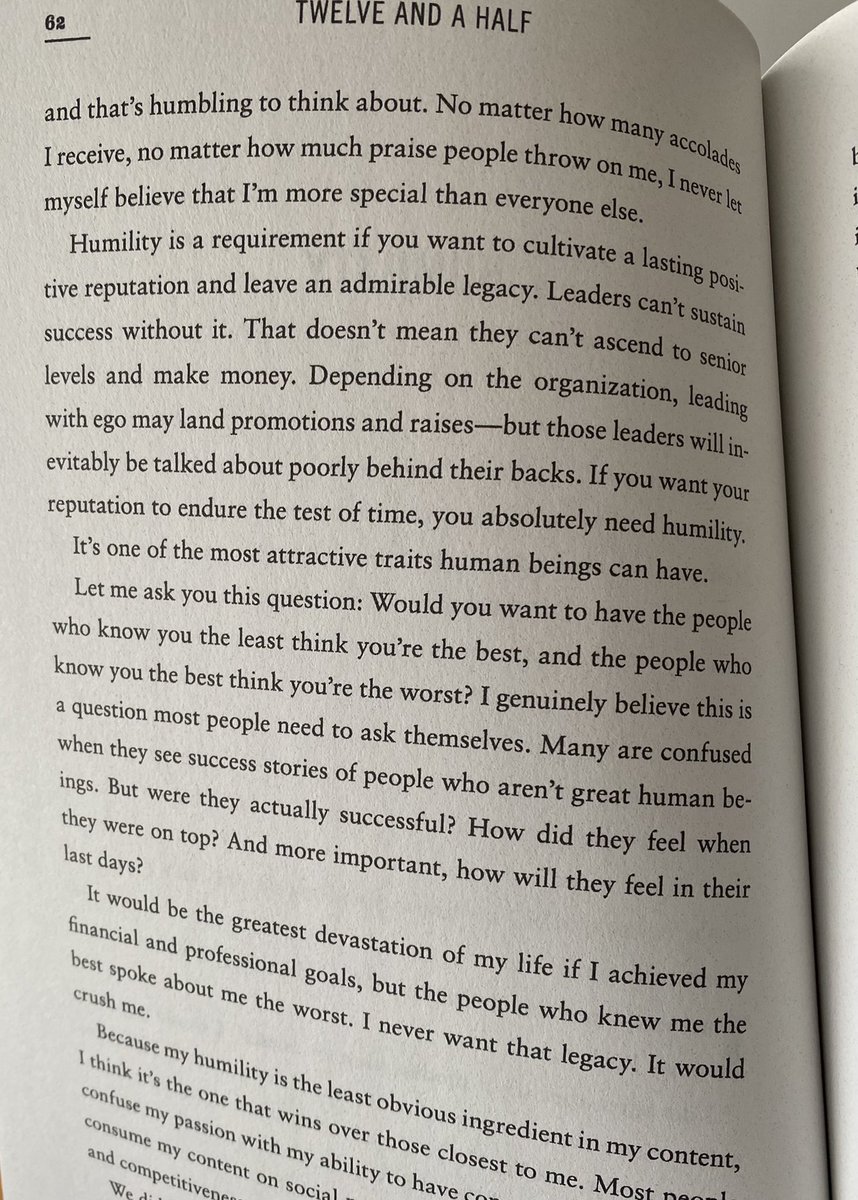 12andahalfbook's tweet photo. “If you want your reputation to endure the test of time, you absolutely need humility” - @garyvee https://t.co/u955nSyEys