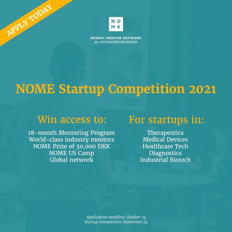 #LifeScience, #industrial #biotech,#synbio, #digitalhealth startups &amp; research groups⚡️ 

Apply for the 18-months long mentoring by mentors from Norway, Denmark, Sweden, and Finland and 50 000 DKK prize! 💸

Deadline: October 15th app.accelerace.io/program/nome/
cc: @TkuSciencePark