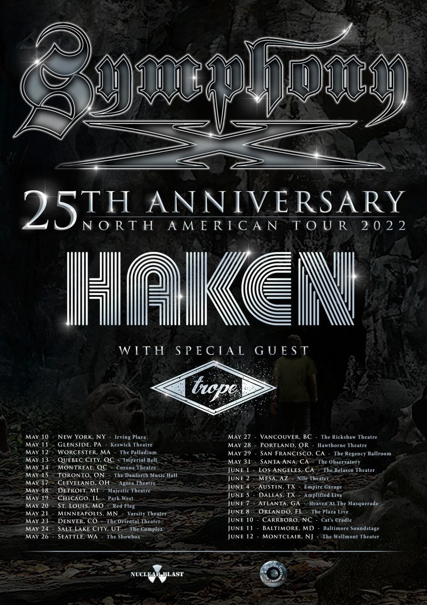 Very excited to announce that we will be joining <a href="/symphonyx/">Symphony X</a> on their 25th Anniversary North American Tour in 2022! 

More info/tickets: bnds.us/skoeej

#SymphonyX #Haken