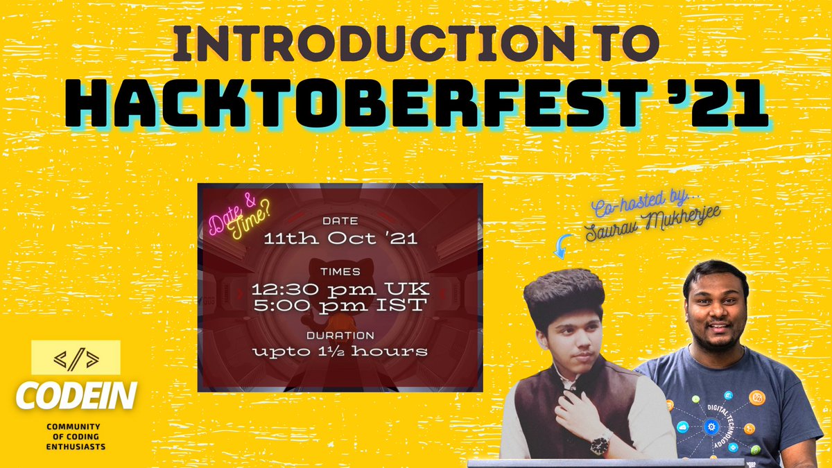 praveenscience's tweet photo. In half an hour! π₯
#LiveStream: https://t.co/1PsYviE5F5
Introduction to #Hacktoberfest β21 With #CodeIn Community! π
#Hacktoberfest2021 #PraveenScience #Developers #DevSwags #Learning #OpenSource #Git #GitHub https://t.co/N67zMBUZPw