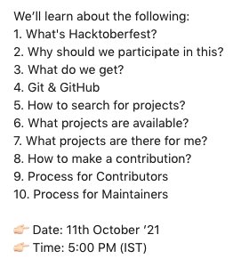 praveenscience's tweet photo. In half an hour! π₯
#LiveStream: https://t.co/1PsYviE5F5
Introduction to #Hacktoberfest β21 With #CodeIn Community! π
#Hacktoberfest2021 #PraveenScience #Developers #DevSwags #Learning #OpenSource #Git #GitHub https://t.co/N67zMBUZPw