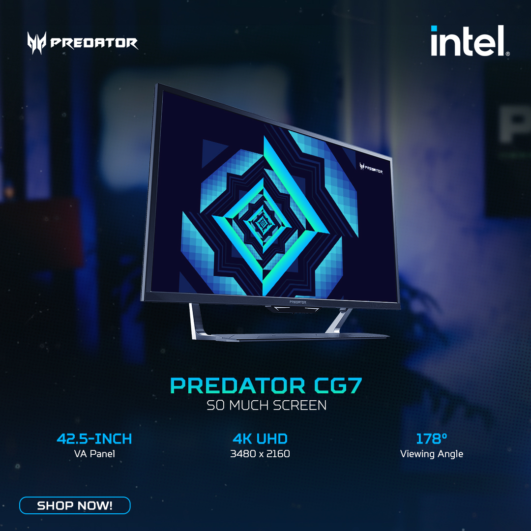 predatorph's tweet photo. Got enemies peeking? Always get a clear shot with Predator CG7's massive 42.5 inches of 4K screen and hyperfast 144hz refresh rate.
#Predacast2021
#ItLiesWithin
#Intelgamingph https://t.co/Hvm6AZdiCQ