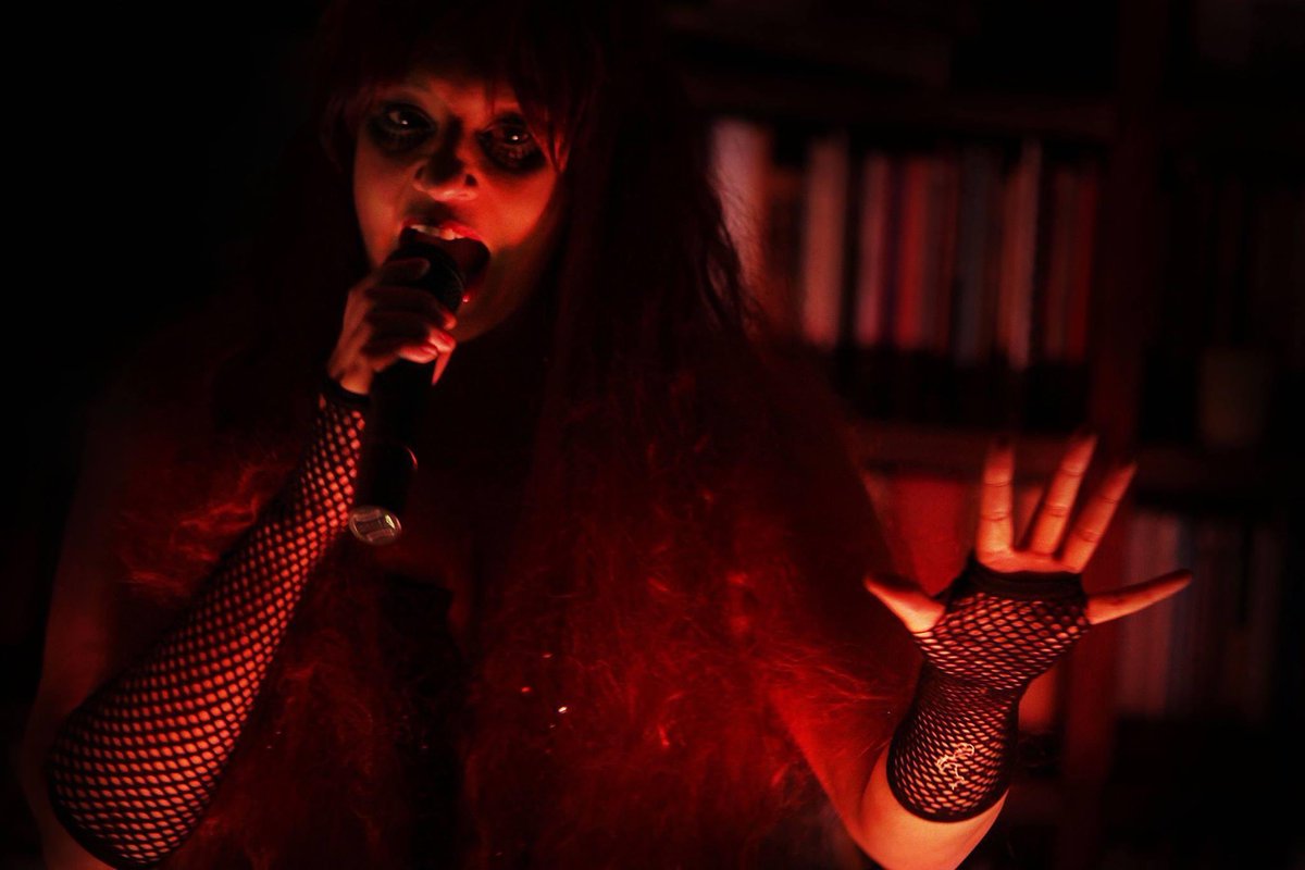 Bawdsville's tweet photo. It’s Monday. It’s 5 days until Bawdsville is 10 years old, and 20 days until Halloween. Bawdsville retrospective sees @UnrulySays in red at @bushtheatre library 2015. #bawdsville #bawdsvilleOTHeR #retrospective #2022relaunch https://t.co/1GYelKLYc3