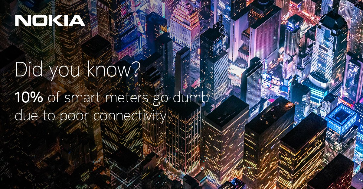 nokianetworks's tweet photo. Did you know 10% of #smartmeters go dumb due to poor connectivity? #Utilities need an #IoT network that minimizes costs while providing total reliability. Visit our website to learn more: 
https://t.co/9EgzJvnXYg
#NokiaWING #businessmodelinnovation https://t.co/ufiVbttAsv