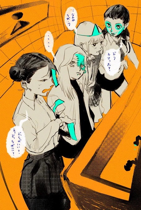私はこの季節に死後JKという子達をよく描いています。皆死んでますが、活き活きとJK生活をしています。彼女たちはとても仲良しです。 