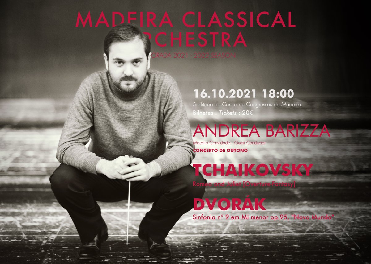 orquestracm's tweet photo. Não perca sábado o concerto de outono da OCM .
16.10.2021 Sábado 18h00
Centro de Congressos da Madeira
Orquestra Clássica da Madeira 
Maestro Convidado . Andrea Barizza https://t.co/idv2rtKGFj