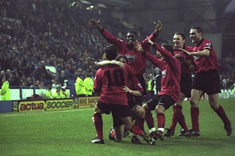 AFCWimbledon's tweet photo. โช Rewind back to a previous clash versus Sheffield Wednesday - and a late goal by Dean Holdsworth that sealed an FA Cup quarter-final victory! Robbie Earle opened the scoring in a 2-0 away win on 9 March 1997. #AFCW https://t.co/a30gYj37WG