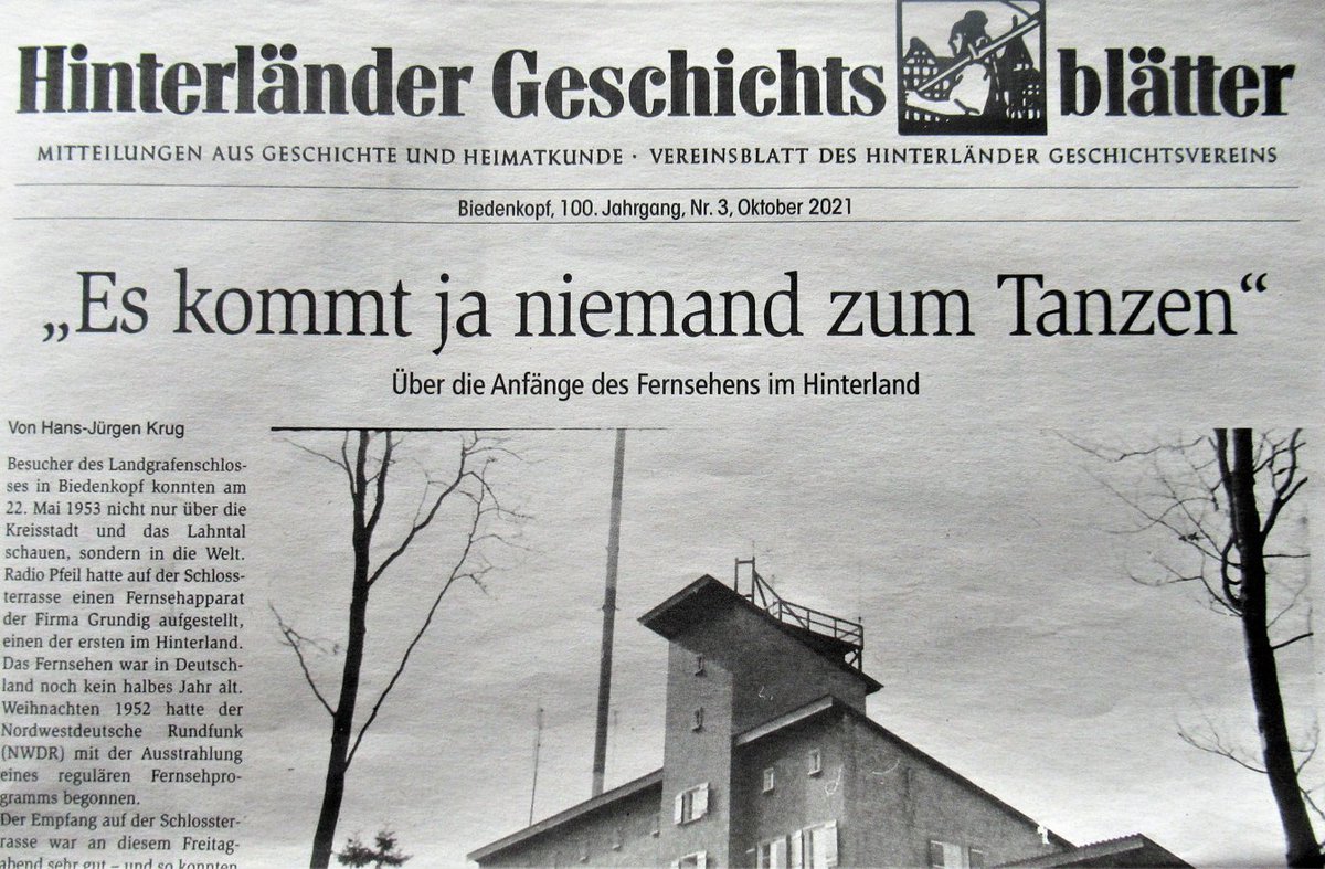 hansjuergenkrug's tweet photo. Mediengeschichte, lokal: "Über die Anfänge des Fernsehens im Hinterland" (Hinterländer Geschichtsblätter, 3/ 2021, S. 81-86) #Mediengeschichte #Lokalgeschichte #Fernsehen #Hessen #HInterland #Marburg-#Biedenkopf #Sackpfeife #HR #Schlöndorff #BlauerBock https://t.co/ZRo7p8cCSf