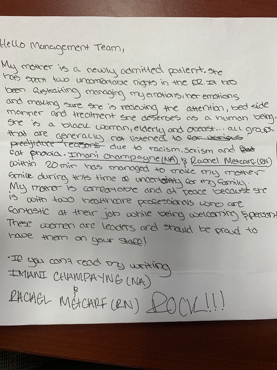 Walking in on a Monday morning to find not one but two letters slipped under my door from our patient. In honor of respect week glad to know we are providing bias free patient centered care!! #patientexperience #proudPCD <a href="/ErnestoPMir/">Ernesto Perez-Mir</a> <a href="/AshleyMattia3/">Ashley Mattia</a>