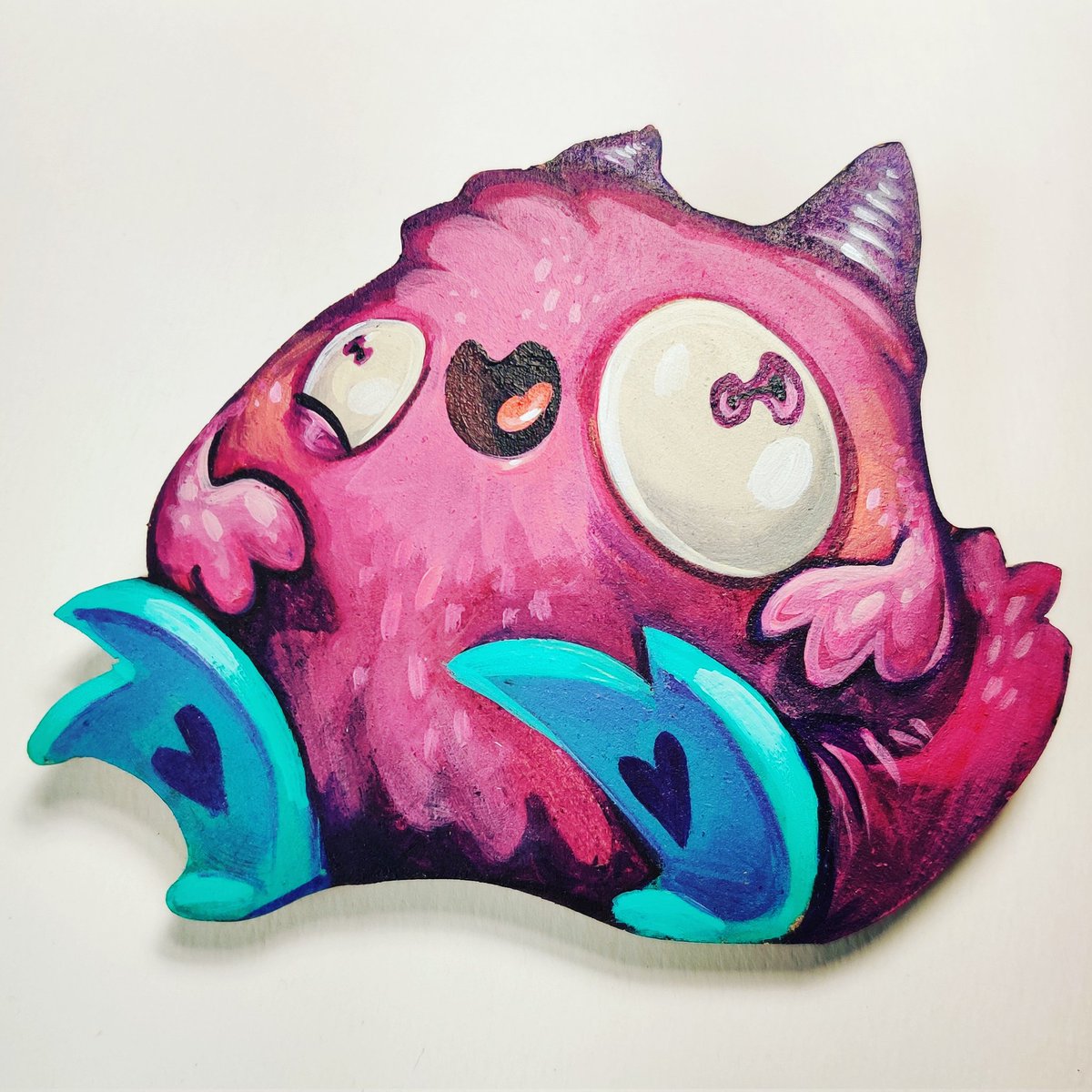 This little bean is for @thingsby_diana 
I had a plan for this little puffling, but things took a sharp left turn. 🤣
Acrylic on 1/2inch mdf
About 5ish inches
#art #create #cute #monster #puffling #love #ihavenoidea #artofbianca